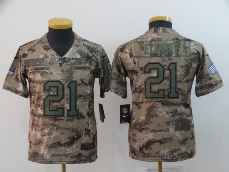 Youth Dallas cowboys #21 Elliott Nike Camo Salute to Service Retired Player Limited NFL Jersey->women nfl jersey->Women Jersey
